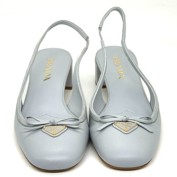 Prada Light Gray Slingback Sandals - Picture 6 of 16